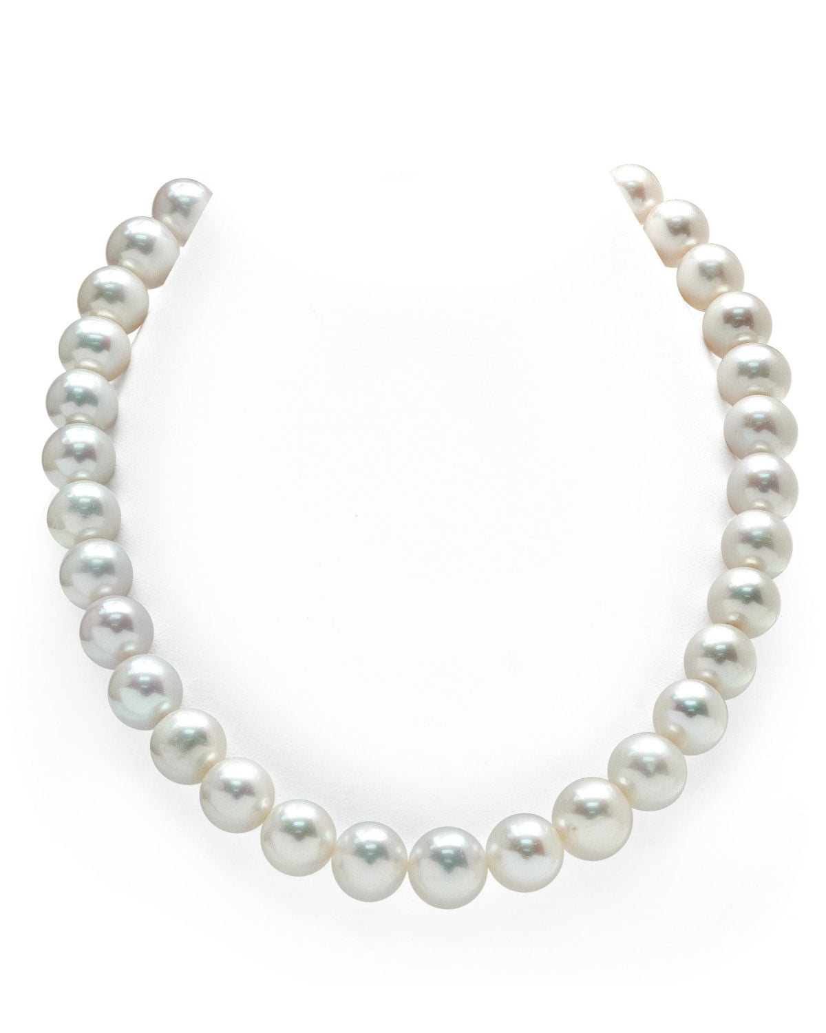 Yellow Gold-Tone White Freshwater Pearls Open Ovals Link Necklace 36"