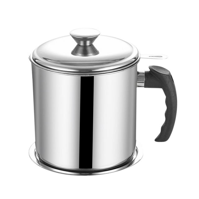 SDNall Casserole en Acier Inoxydable, Tasse en Acier Inoxydable, Casserole à Huile Filtrante, Casserole à Huile en Acier Inoxydable 1,8 L - Grande Capacité, Rangement pour Huile Filtrée, Utilitaire de Cuisine