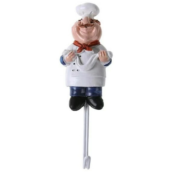 Cartoon Chef Wall Hooks, Stainless Steel Adhesive Hangers for Kitchen and Bathroom, Resin Decorative Utility Hooks for Aprons, Towels, Keys, Hats