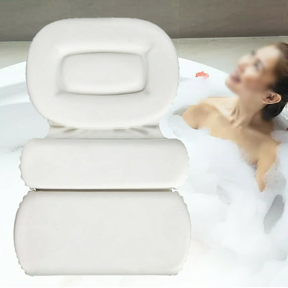 Miumaeov Tub Spa Pillow Suction Cups Bath Cushion Neck Back Support