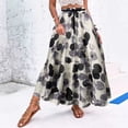 thumbnail image 2 of Women's Boho Skirt Waisted Drawstring Pleated A Line Skirts Flowy Vacation Beach Long Skirts, 2 of 5