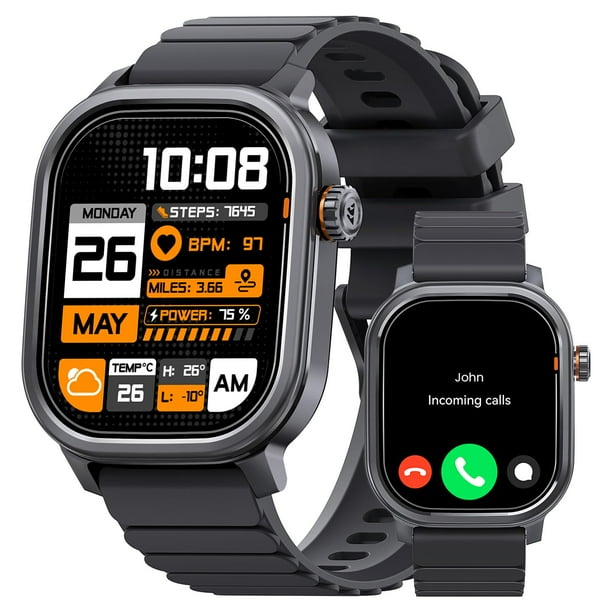 KOSPET Reloj Inteligente, 1.96" AMOLED Smartwatch Hombre Llamadas Bluetooth, IP68 Impermeable, 176+ Modos Deportivos, Monitoreo de Frecuencia Cardíaca y SPO₂, Compatible con iOS y Android