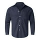 thumbnail image 2 of Camisas Para Hombre Talla Extra Camisa de manga larga con bolsillo de solapa de color sólido suelto casual de moda para hombre (Navy, L), 2 of 4