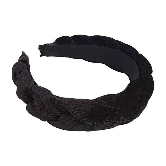 Headbands for Women Velvet Braided Headbands Fashion Hairband Criss Cross Hair Accessories, 1 PCS braid headbands for women （Black）