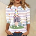 thumbnail image 2 of MuXiKeJi Clothes Womens Easter Shirts Easter's Day Rabbit Tops Egg 3/4 Sleeve Summer Tops Going Out Tops, 2 of 4