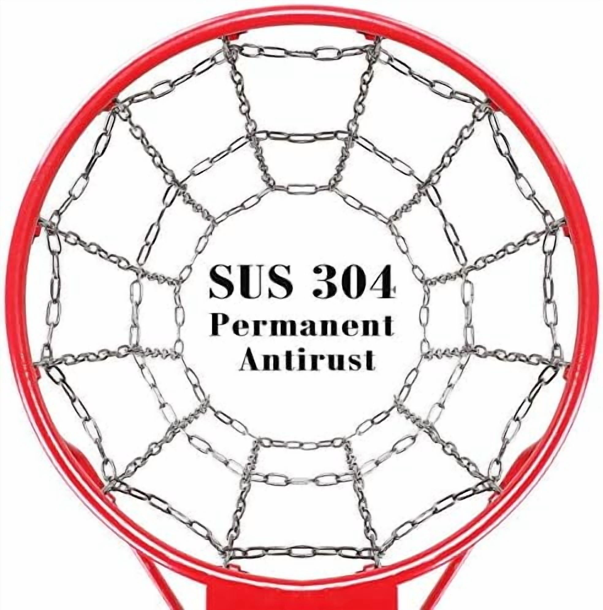 GOLRISEN Basketball net, Metal Chain Net Braided Permanent Rust Proof (12 Links), Quick Installation
