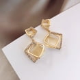 thumbnail image 2 of 1 Pair S925 Silver Gold Geometric Rhombus Cat Eye Dangle Earrings Luxury Elegant Fashion Jewelry for Women Christmas Gifts, 2 of 4
