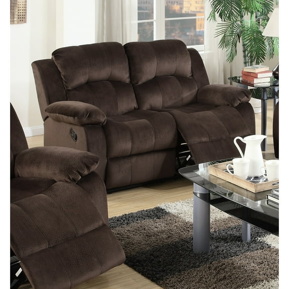 Modern 2 In Chocolate Padded Suede - Metal Reclining For A Stylish Living Room Comfortable Couch With Recliner