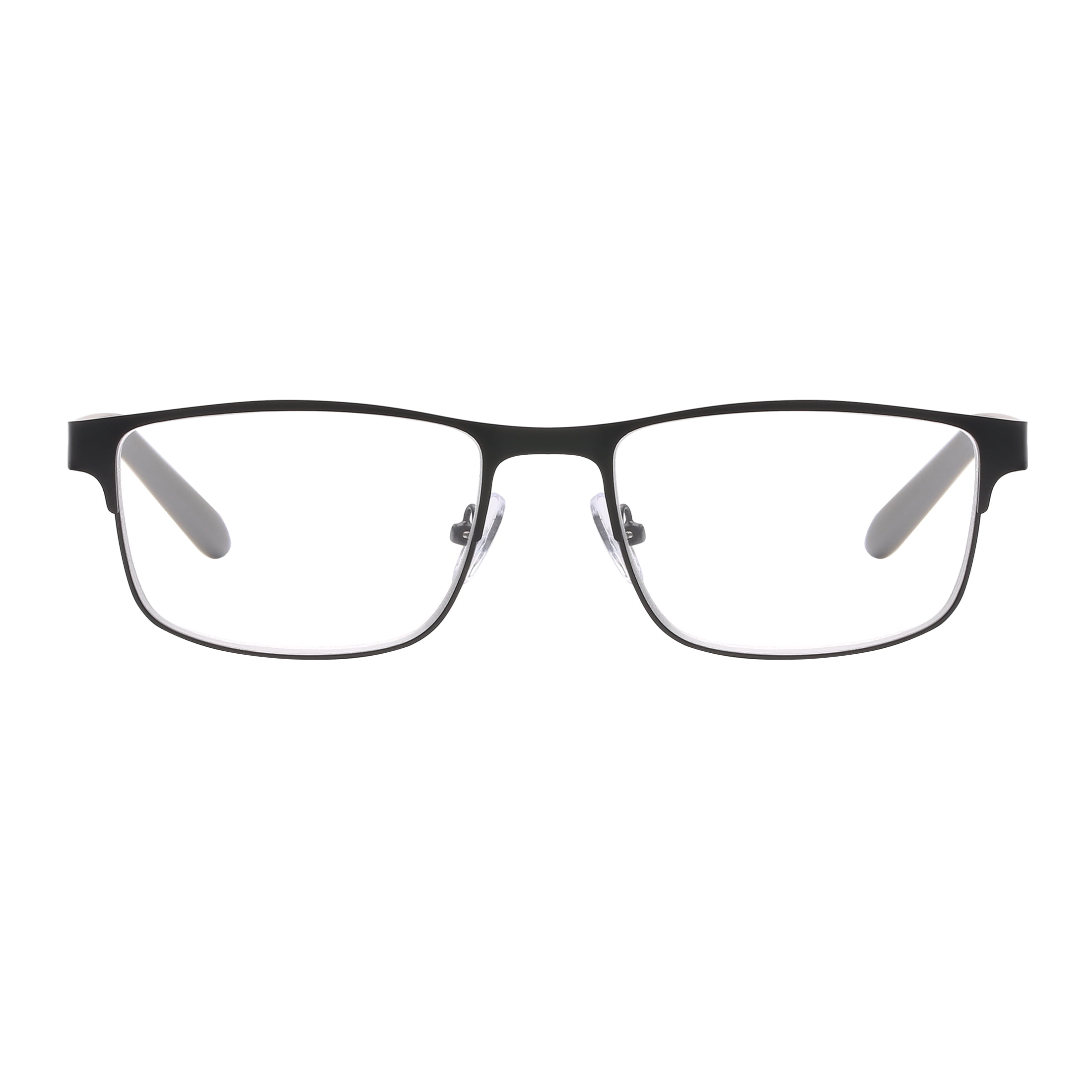 (2 pack) M+ Mens Spring Hinge Metal Reading Glasses Mblk 2.50 Nelson in Matte Black with Pouch