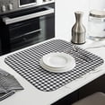 thumbnail image 3 of Black White Gingham Checkered Pattern Dish Drying Mat for Kitchen 1 Pack, Ultra Absorbent Microfiber Dishes Drainer Mats,16"x18", 3 of 6