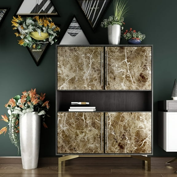 GYTY 1 Roll Self-Adhesive Wallpaper, Brown Marble Pattern Contact Paper, Peel And Stick, Waterproof Removable Living Room Kitchen Bedroom Dormitory Wallpaper