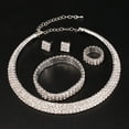 thumbnail image 2 of Shenmeida 1 Set Women Geometric Rhinestones Bridal Necklace Bracelet Earrings Ring Sets Bracelet Earrings Jewelry for Wedding, 2 of 6