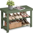 thumbnail image 1 of Banco para zapatos SONGMICS, bambú, 3 niveles, color verde bosque, 1 of 6