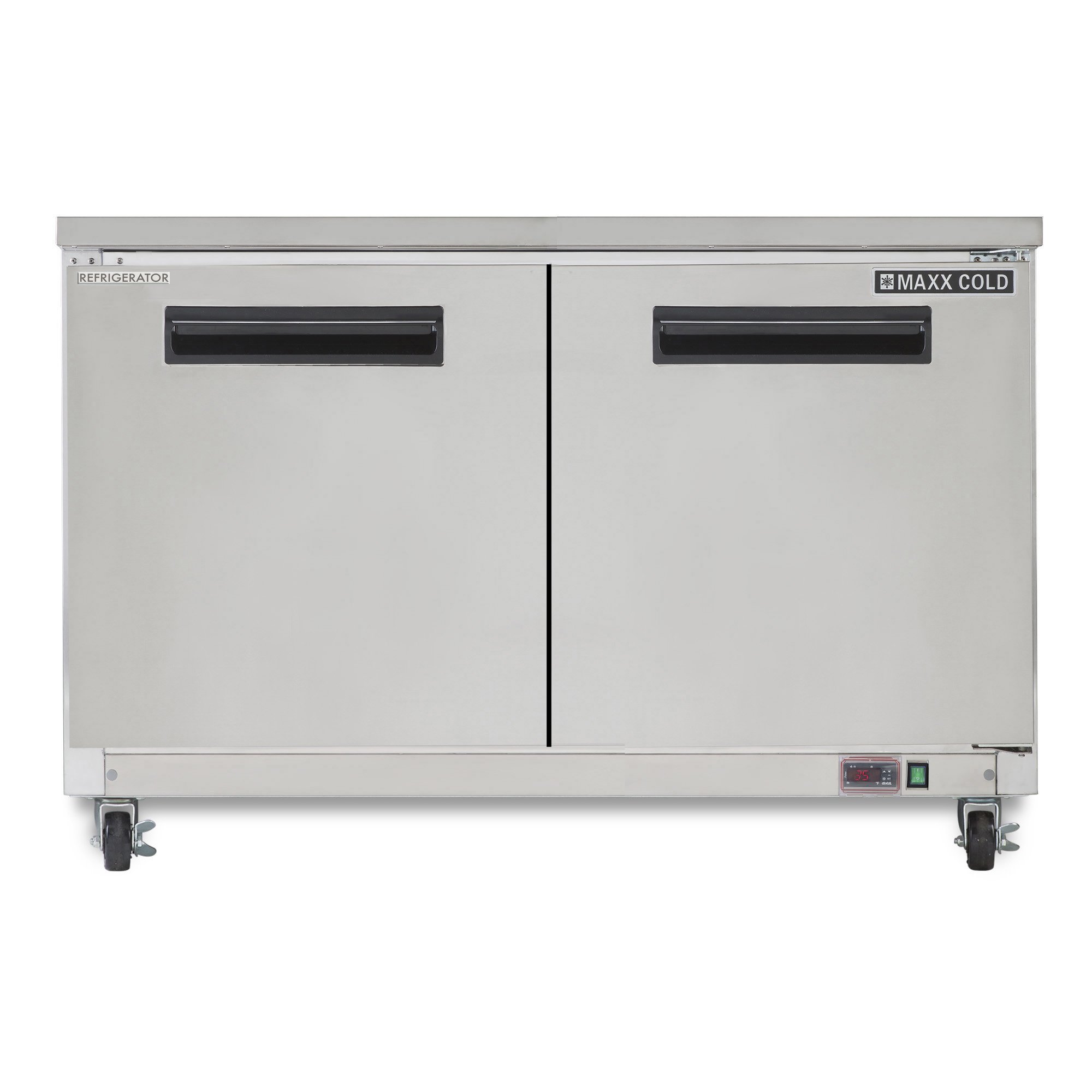 Maxx Cold Double Door Undercounter Refrigerator, 60.3"W, 15.5 cu. ft. Storage Capacity, Energy Star Rated, in Stainless Steel (MXCR60UHC)
