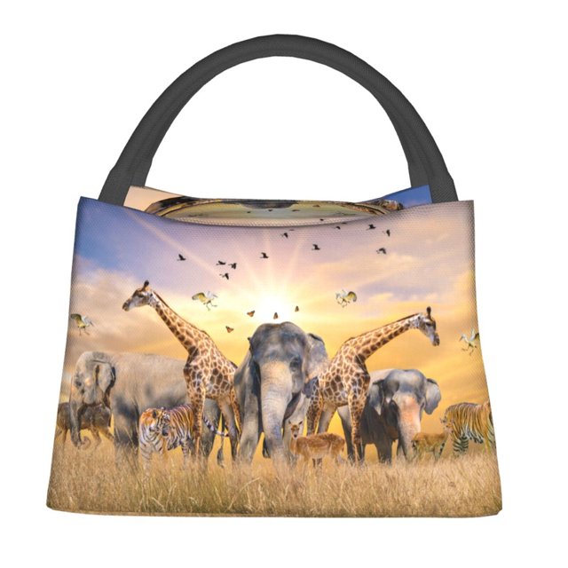 Balery Vintage Wildlife Protection Bolsa de Aislamiento Portátil – Bolsa de Almuerzo con Forro de Aluminio Mejorado, Funda Impermeable y Fácil de Limpiar para Picnic y Caja de Almuerzo