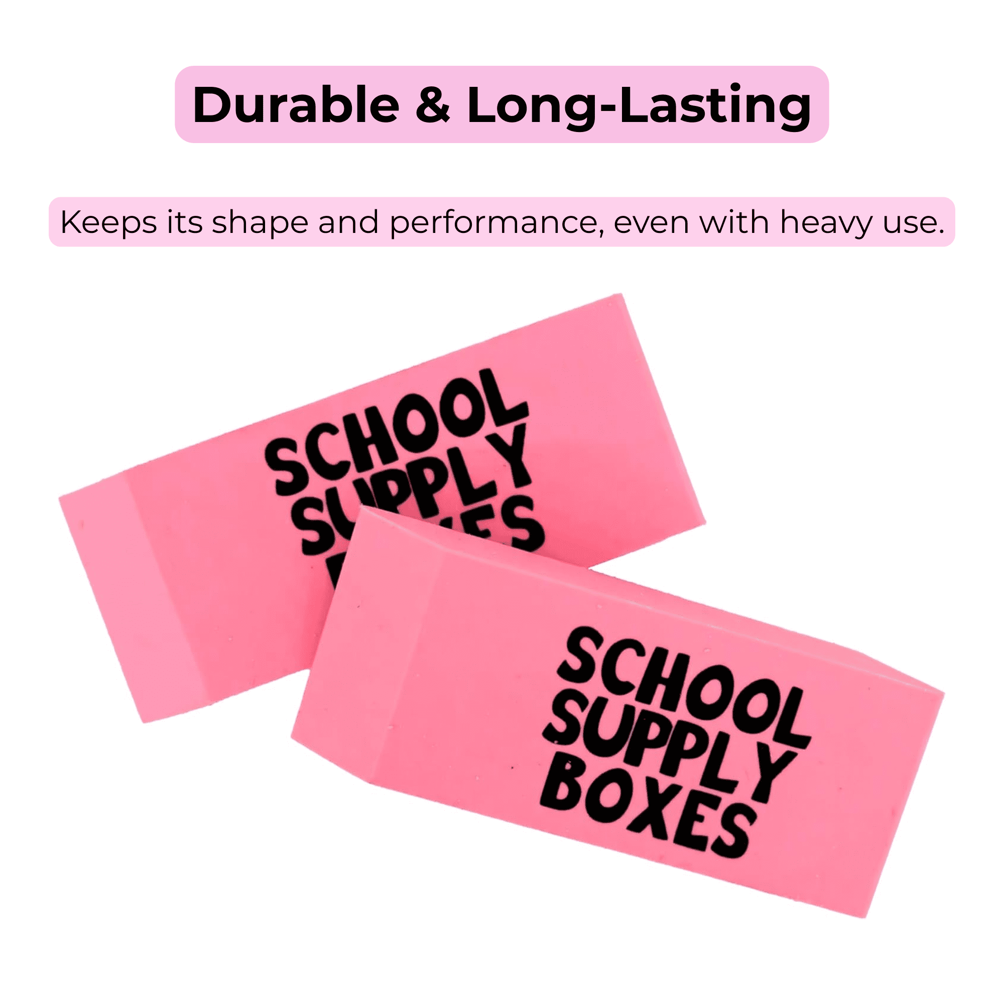 School Supply Boxes | Pink Wedge Erasers | 240 Pack | Smudge-Free and Durable