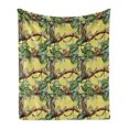 thumbnail image 1 of Watercolor Soft Flannel Fleece Throw Blanket, Leopards in the Jungle Tropical Scene Tree Branches and Leaves, Cozy Plush for Indoor and Outdoor Use, 50" x 60", Yellow Green Pale Yellow, by Ambesonne, 1 of 6