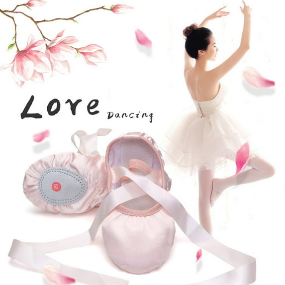 Windfall Girls Ballet Dance Shoes Flats Split Sole with Ribbon, Indoor Pointe Soft Sole Gymnastics Ballet Dance Yoga Shoes
