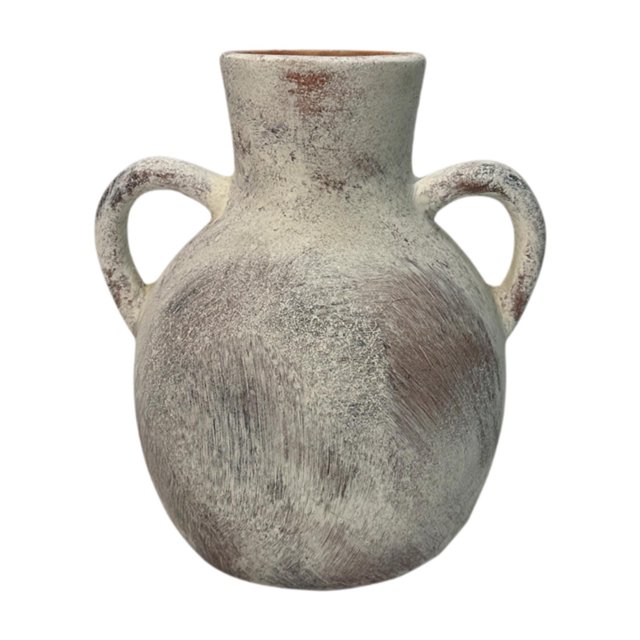 Jarrón rústico de cerámica, estilo campestre, para flores, ideal como regalo o decoración de mesa auxiliar. Estilo bohemio. Marrón claro