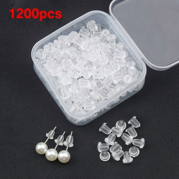1200pcs Silicone Earring Backs,Hypoallergenic Earring Backs,4mm Silicone Earring Backs, Clear Earring Backs Replacement, Pierced Earring Backs-(Bullet Shape)
