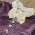thumbnail image 4 of Staki Long Sleeve Flower Girl Dress Girls Long Sleeve Dress Kids Ruffle Tiered Dress Flowy Dresses(Purple,6-12 Months), 4 of 5