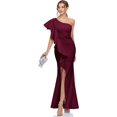 thumbnail image 4 of HSHDLDF Women's One Shoulder Ruffled Split Mermaid Evening Gown Cocktail Long Formal Dress, 4 of 6