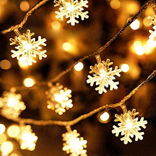 Details about   LED String Lights 20 Fairy Snowflakes Garland Battery Powered Hanging Decoration 