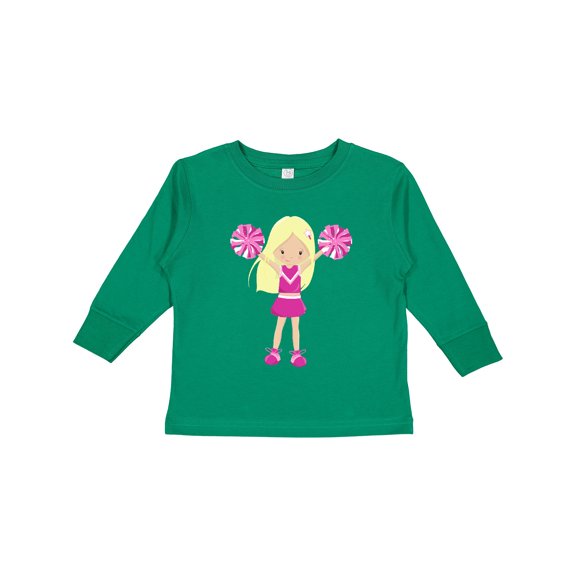 Inktastic Cheerleaders, Girl With Blonde Hair, Pink Uniform Girls Long Sleeve Toddler T-Shirt