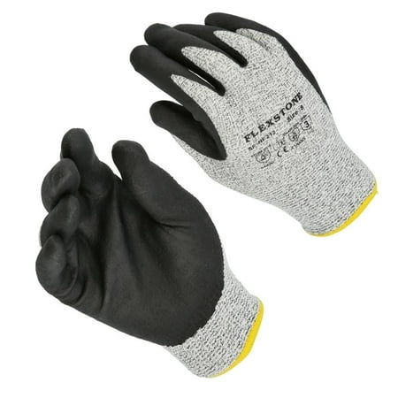 

ANSI Level 3 Cuts/Abrasions Resistant Industrial Work Gloves with Nitrile Coated Palms Color: Grey/Black Size: Small - 2X-Large