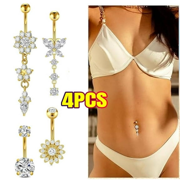 Belly Button Ring Dangle Belly Button Rings Dangling Belly Button Rings Clicker Belly Button Ring Surgical Steel Rose Gold Belly Rings Belly Piercing Jewelry