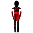 thumbnail image 3 of Eandarui Kids Boys Girls Ninja-style Costumes Sleeveless Hooded Top and Pants Set for Theme Party Cosplay Red 16, 3 of 7