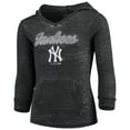 thumbnail image 2 of Girls Youth Heathered Charcoal New York Yankees Burnout V-Neck Pullover Hoodie, 2 of 4