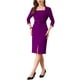 thumbnail image 1 of INSPIRE CHIC Vestido de Lápiz Midi de Oficina para Mujeres con Manga 3/4 y Cuello Cuadrado L Púrpura, 1 of 5