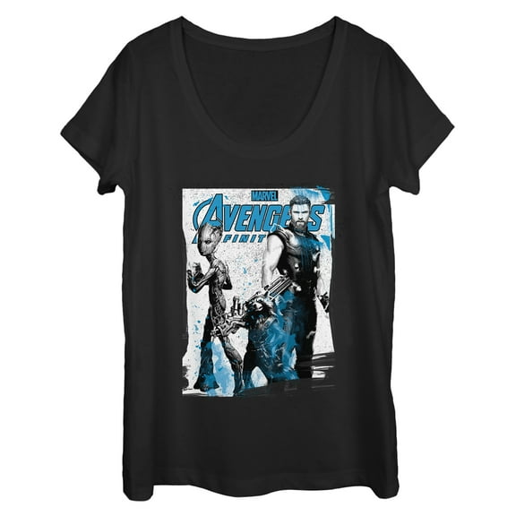 Women's Marvel Avengers: Infinity War New Friends Scoop Neck Black 2X Large