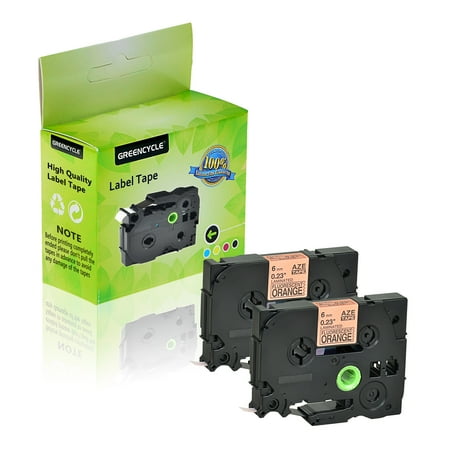 GREENCYCLE 2 Pack Compatible Brother TZe-B11 TZ-B11 TZB11 TZeB11 TZe Tape 6mm 0.24'' Laminated Black on Fluorescent Orange Label Tapes Cassette use for Brother P-Touch Labeler Label Maker 16.4ft 5m