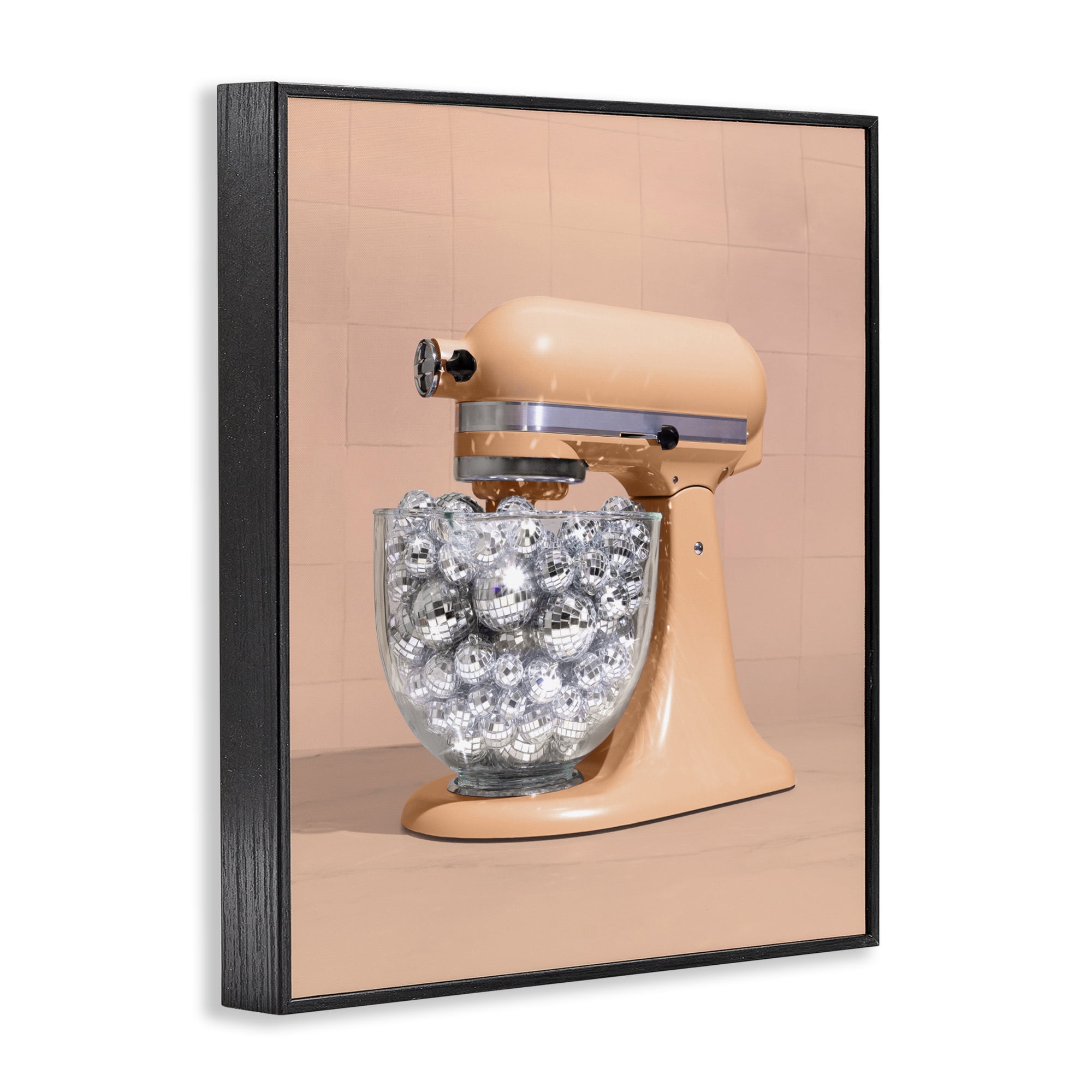 Stupell Industries Disco Kitchen Mixer over Orange Black Framed Giclee Art, design by LISH Creative