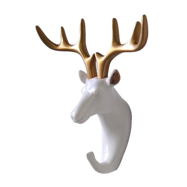 Colgador de llaves Injueey cabeza de ciervo blanca PVC