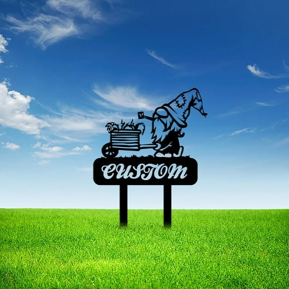 Custom Gnome Metal Garden Sign Personalized, Garden Welcome Sign, Gardener Custom Name Stake, Gardening Outdoor Plaque, Gnomes