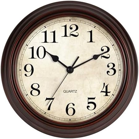 Wall Clock Bronze Silent Non Ticking Classic Battery Operated Clocks Decorative for Living Room Bedrooms Kitchen Office (16 inch)