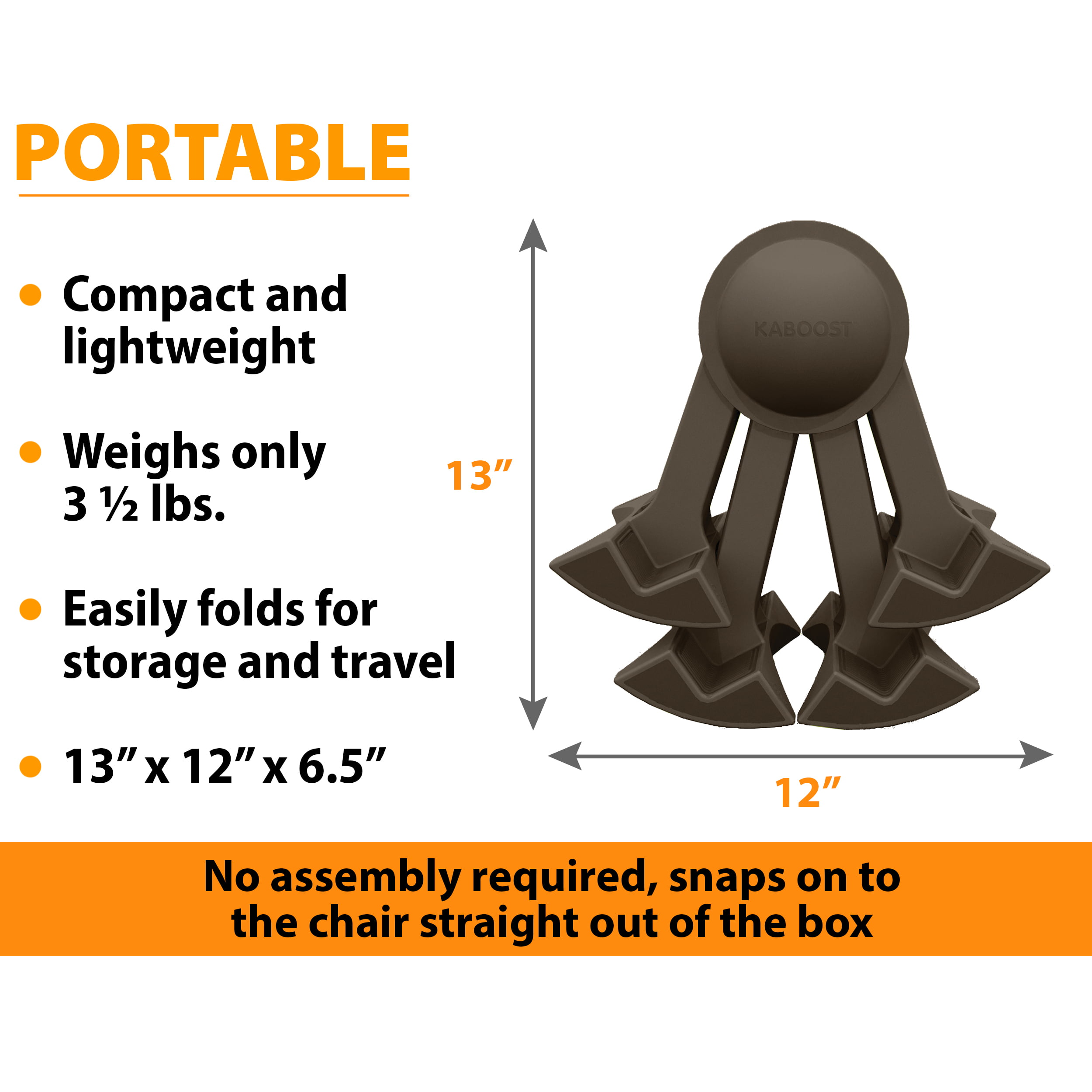 Charcoal Portable Chair Booster for Toddlers Goes Under The Chair KABOOST Booster Seat for Dining 