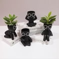thumbnail image 3 of Succulent Pot Eye-catching Creative Shape Ceramic Plant Pot Sitting Human Shaped Planter Pot Desktop Ornament For Home Jikaix,CWhite, 3 of 5