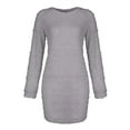thumbnail image 3 of Fangasis Ladies Mini Dresses Plush Sweater Dress Long Sleeve Pullover Jumper Women Slouchy Casual Warm Light Grey 3XL, 3 of 4