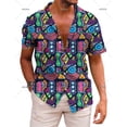 thumbnail image 4 of Camisas hawaianas para hombre, camisa de manga corta con solapa, ropa de estilo mexicano, camisa informal holgada con botones, ropa para hombre, blusas Harajuku, 4 of 5