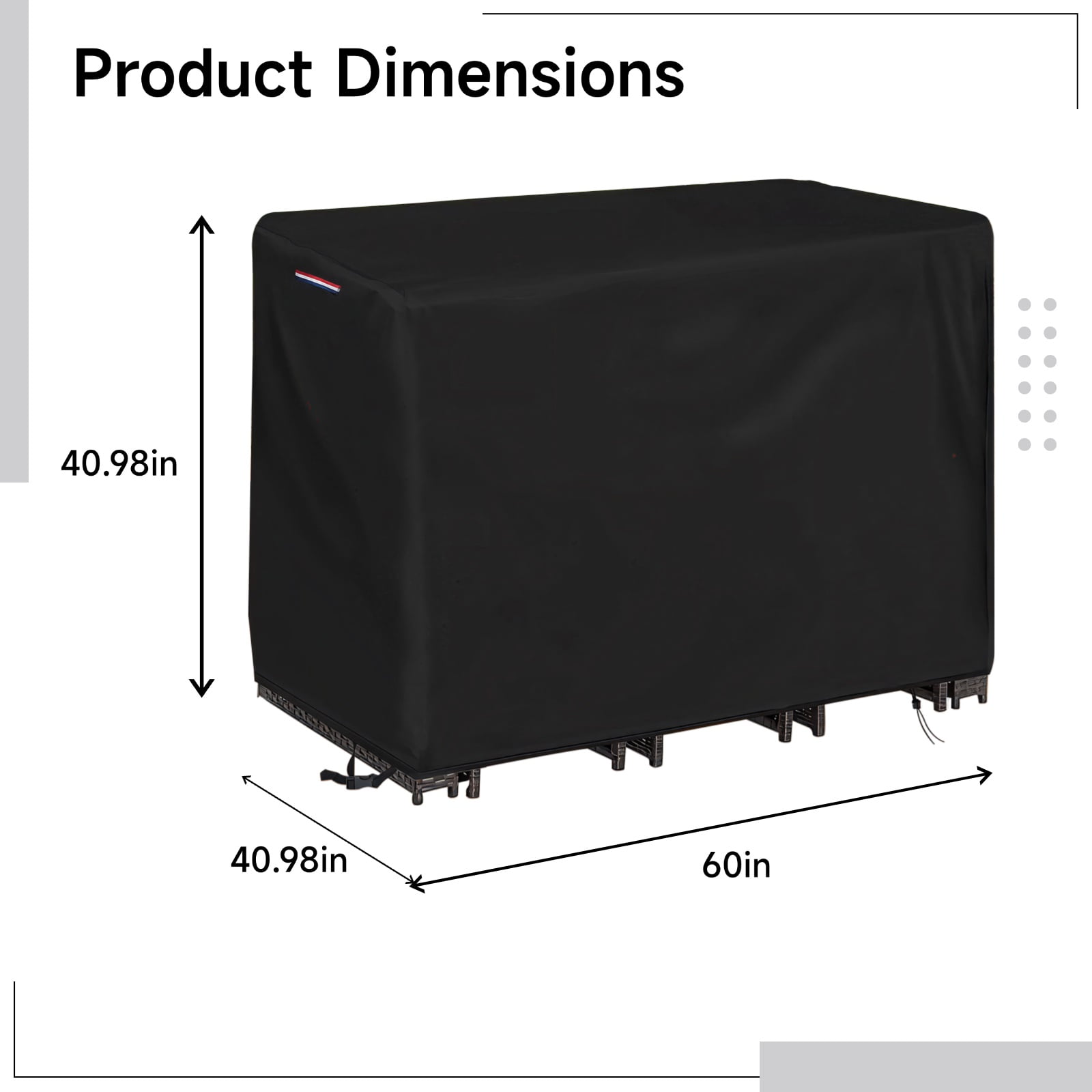 Waterproof Height Patio Table and Chair Set Cover, Long-lasting Outdoor Furniture Protection, Sunshine Resistant, Windproof Design, Adjustable Straps, 60*40.98*40.98 in (152.4*104.1*104.1cm), Black