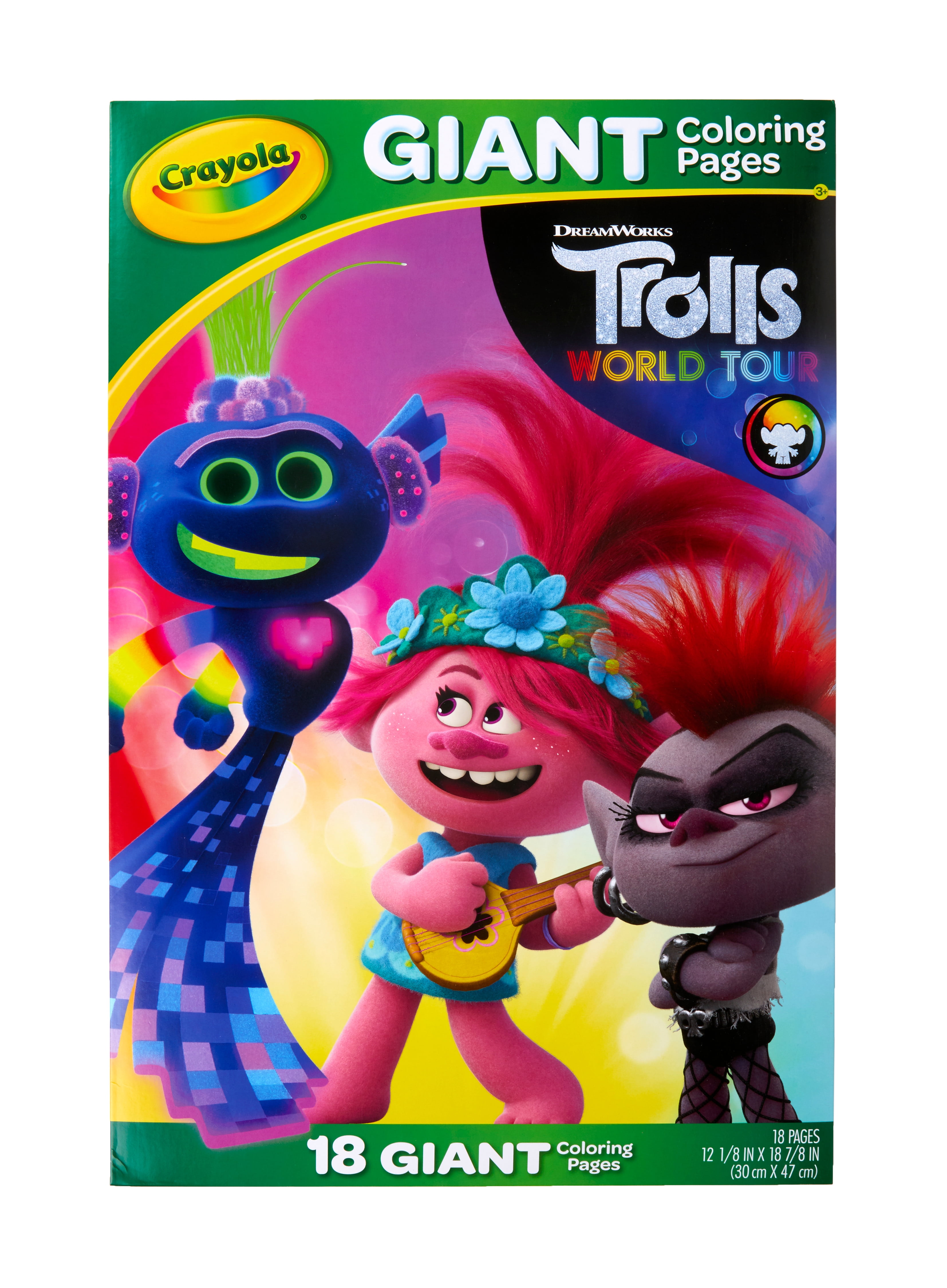 Crayola Trolls 2 Giant Coloring Pages, Trolls Gift for Kids, 18 Pages