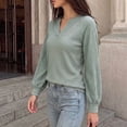 thumbnail image 3 of StSilkitty Loose Casual Sweatshirt Eyelet Long Sleeve V Neck Sweatshirts Solid Color Fashion Comfy Pullover Shirts, 3 of 9