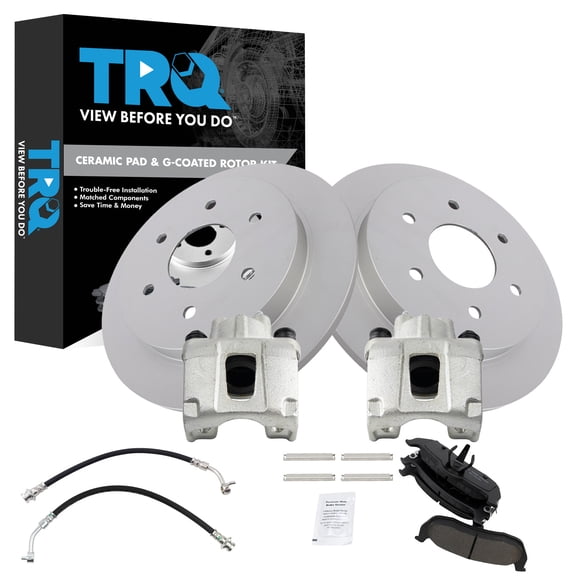 TRQ Rear Brake Pad & Rotor Kit Ceramic Premium G-Coated Fits 2004-2010 INFINITI QX56 2005-2015 Nissan Armada 2004 Pathfinder Armada