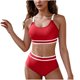 thumbnail image 1 of Conjunto de bikini con cuello en U y espalda descubierta ajustable para mujer, traje de baño de poliéster con bloques de color, 1 of 7