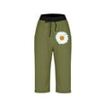 thumbnail image 2 of Elvqul Womens Capris $5 Green Pants for Women Cropped Elastic With Pockets Casual Pants, 2 of 5