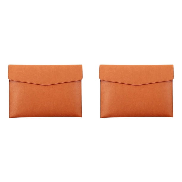 2X Carpeta de Archivos A4 de de PU Soporte de Documentos Carpeta de Sobre de Cartera A Prueba de Agua Estuche con A PresióN (MarróN)
